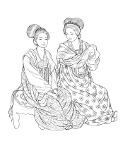 A coloring page of chinese clothing